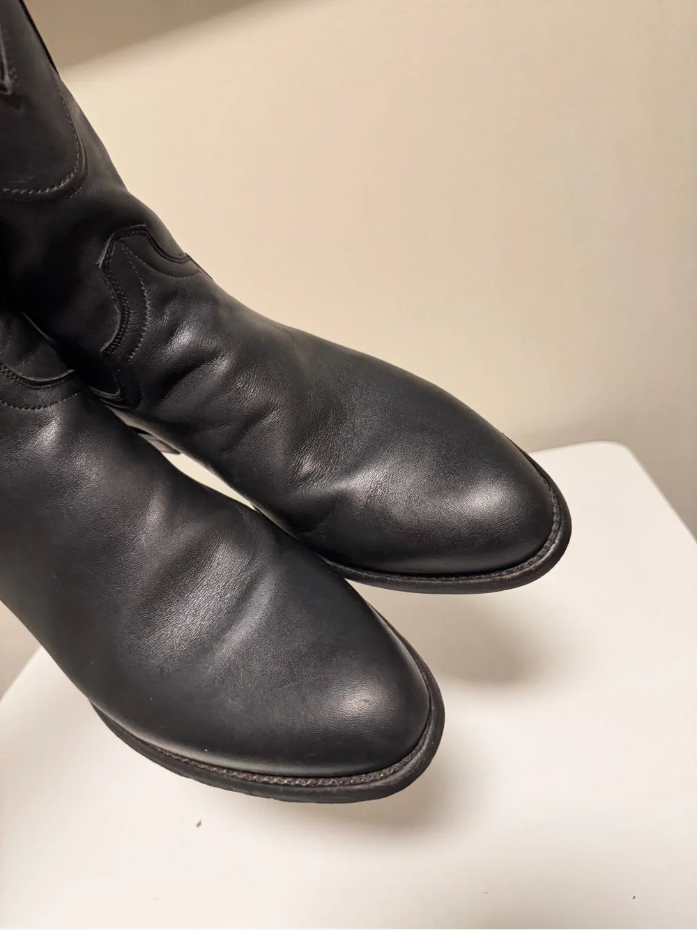 Tecovas The Dean Black Calfskin Leather Zip Cowboy Boots Men’s US 11 D